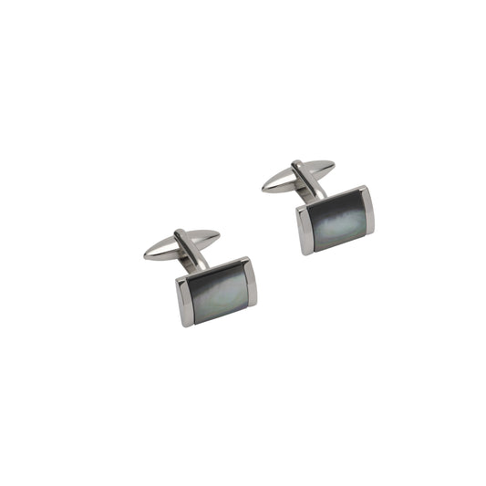 Stainless Steel Black Mother of Pearl Cufflinks