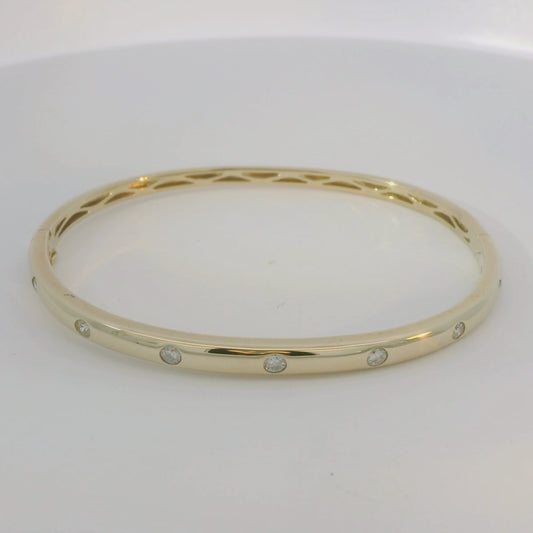9ct Yellow Gold Diamond Set Bangle 0.50ct